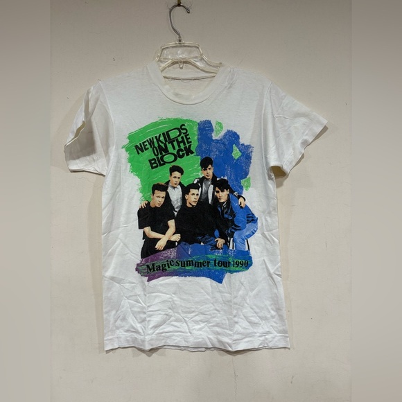 Vintage 1990 New Kids On The Black Magic Summer Tour Shirt White Size Small - Picture 1 of 7